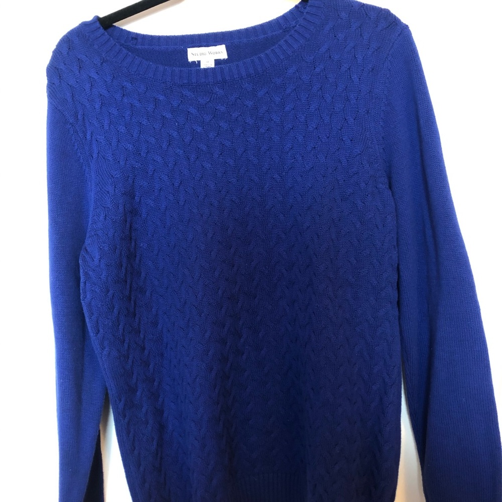 STUDIO WORKS Royal Blue Cable Knit Sweater.